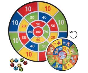 P’TIT Clown - 24536 - Jeu de Cible Enfant Scratch - Cible Réversible Animaux & Scores - 8 Balles + 1 Ventouse - Jeu d’Adresse et de Lancer - Extérieur - Ø 60 cm