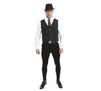 P’TIT Clown - 43910 - Gilet sans Manche à Rayures - Waistcoat - pour Compléter Costume Homme - pour Déguisement Carnaval, Halloween, Cosplay, Fête Costumée - Polyester - Noir Rayé Blanc - S/M
