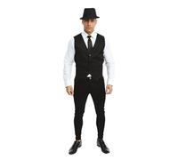 P’TIT Clown - 43913 - Gilet sans Manche Tissu - Waistcoat - pour Compléter Costume Homme - pour Déguisement Carnaval, Halloween, Cosplay, Fête Costumée - Polyester - Noir - L/XL