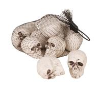 P’TIT Clown - 63810 - Mini Crânes - Lot de 12 Têtes de Mort Décoratives - Décoration Halloween, Déco Maison Hantée, Horreur - Plastique - 4 cm - Beige