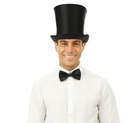 P’TIT CLOWN - Chapeau Feutre Haut de Forme - Adulte, Unisexe - Chapeau Byron - Accessoire Déguisement Magicien, Détective - Pour Compléter Costume carnaval, Halloween, Cosplay, Fête à Thème - Noir