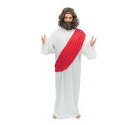 P’TIT CLOWN - Costume Jésus Adulte - Déguisement avec Robe Blanche et Cape Rouge - Idéal pour Fête à Thème, Spectacle, Cosplay ou Crèche de Noël (L-XL)