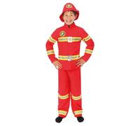 P’TIT CLOWN - Déguisement Pompier Enfant - Unisexe - Fille - Garçon - Firefighter - Costume Profession - Parfait pour Carnaval, Cosplay, Halloween, Fêtes Costumées et Jeu de Rôle (Rouge, 3-4 ans)