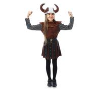 P’TIT CLOWN - Déguisement Viking Enfant - Fille, Garçon - Parfait pour Carnaval, Fêtes Costumées et Évènements à Thème - Polyester (Fille, 10/12 ans)