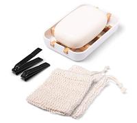 P.Tomov Porte-Savon Porte-Savon en Bambou Porte-Savon en Bambou Bois Naturel Boîte à Savon en Bois 100% Porte-Savon Naturel Porte-Savon Amovible pour Savon Salle de Bain Douche Cuisine