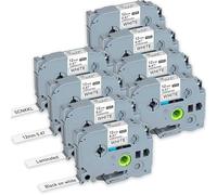 P-Touch Tz 231 Lot de 8 rubans de rechange pour étiqueteuse Brother PT-D210 H110 D220 D400 D410 D600 12 mm 0,47 mm laminé noir sur blanc