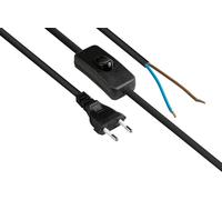 P0386-S015 European Type C to EU Plug Power Cable with Switch and Power Cable 1.5m Black