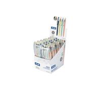 MILAN Présentoir P1 Silver – 14 étuis de 4 stylos, pointe 1 mm, finition caoutchouc