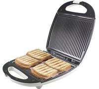 P101TOS010 Grille-pain électrique, 750W, Gril électrique, Plaque anti-adhésive, Poignée thermo-isolante, Pieds antidérapants et enrouleur de câble, Blanc/Rouge