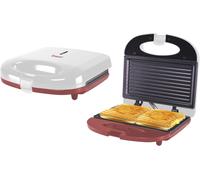 P101Tos010 Grille-Pain Électrique, 750W, Gril Électrique, Plaque Anti-Adhésive, Poignée Thermo-Isolante, Pieds Antidérapants Et Enrouleur De Câble, Blanc/Rouge