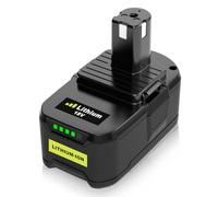 P108 Remplacement pour Ryobi Batterie 18V RB18L50 RB18L40 RB18L25 RB18L15 RB18L13 P108 P107 P104 P102 P103 avec Indicateur LED (1 pièce Noir)