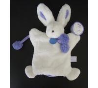 P12 DOUDOU ET COMPAGNIE MARIONNETTE LAPIN POMPON blanc mauve violet - 100% NEUF