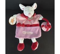 P12. DOUDOU ET COMPAGNIE SOURIS MARIONNETTE GRAINES DE DOUDOU ROSE BLANC - NEUF