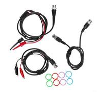 P1260 Kit de câbles BNC mâle vers BNC coaxial avec clips et crochets, 100 cm, pour oscilloscope et test électronique