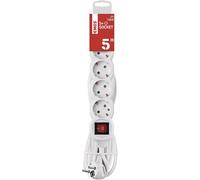 P1525 R Bloc multiprise 5 Prises avec Interrupteur 5 m câble Blanc Rotatif 45° 1,5 mm multiprise avec sécurité Enfant IP20 pour Usage intérieur 3680 W 250 V