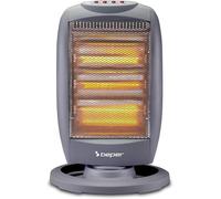 P203PAN010 Radiateur Halogène Oscillant, 1200W, Basse Consommation, Silencieux, Panneau de Commande et Poignée de Transport, Gris