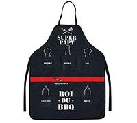 p2g - Tablier spécial BBQ - Barbecue - Super Papy - Roi du BBQ - NJ204 - Noir - 5 Poches + décapsuleur Inclus