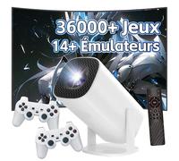 P30 Max Mini projecteur,36000+ Jeux,14 émulateurs,WiFi 2,4G+5G et Bluetooth Projecteurs intelligents,projecteur 1280 * 720P avec WiFi et Bluetooth et 2 manettes sans Fil,Android 11 (Manette Blanche)