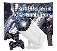 P30 Max Mini projecteur,36000+ Jeux,14 émulateurs,WiFi 2,4G+5G et Bluetooth Projecteurs intelligents,projecteur 1280 * 720P avec WiFi et Bluetooth et 2 manettes sans Fil,Android 11 (Manette Noire)