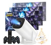 P30 Max Mini Projecteur Video Vidéoprojecteur 36000+ Jeux 14 émulateurs,Retroprojecteur avec Manettes,Auto Keystone Video Projecteur avec Wi-FI et Bluetooth,Android 11,1280 * 720P (Contrôleur Noir)