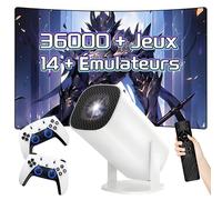 P30 Plus Projecteur portable intelligent,36000+ jeux,14 émulateurs, mini-projecteur WIFI 2,4G+5G et Bluetooth,projecteurs de jeux 1280*720P avec 2 manettes sans fil,Android 11,pour les jeux& camping