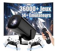 P30 Ultra Mini projecteur,36000+ Jeux,14 émulateurs, WiFi et Bluetooth Projecteur Portable Intelligent,projecteurs de Jeux 1280 * 720P avec 2 manettes sans Fil,Android 11,pour Les Jeux et Le Camping