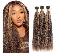 P427 Bundles Highlight Curly Human Hair Bundles 26 28 30 Pouces Brésilien Unprocessed Virgin Hair Two Tone Color Kinky Curly Bundles Human Hair Extention 3 Bundles Total 300g