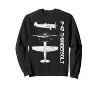 P47 Thunderbolt WW2 Avion de Chasse Blueprint Sweatshirt