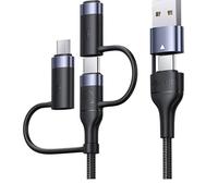 P4Y US-SJ547 Câble compatible avec Apple+TypeC+MicroUSB vers USB-C Fast Charge 60W PD 480 Mbps 1.2m vert