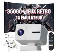 P50 Max Projecteur Intelligent Portable avec WiFi et Bluetooth, Console de Jeux avec 36 000+ Jeux et 14 Émulateurs, 400 ANSI, 1080P, Projecteur sans Fil Android 11 pour Home Cinéma, Extérieur (Blanc)