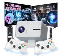 P50 MAX Vidéoprojecteur 4K Retroprojecteur 36000 jeux 1920*1080P 800 ANSI Mini Projecteur,WiFi 2,4G/5G & BT5.4,Auto Keystone/Mise au point automatique Projecteur Video avec manettes sans Fil (Blanc)