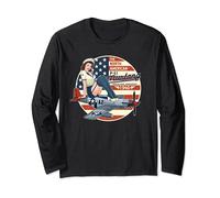 P51 Mustang T-shirt Avion Chemises pour hommes WWII Shirt Pinup Manche Longue