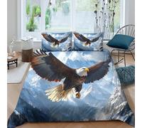 P5V6M1Q9 Housse de Couette Aigle Montagne Microfibre Douce Eagle Sky 3D Printed Parure de Lit avec 2 Taies d’Oreiller pour Chambre, Cadeau, Appartement Single（135x200cm）
