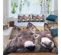 P5V6M1Q9 Housse de Couette Microfibre Âne Animal 3D Printed Ensemble Linge de Lit Champêtre avec 2 Taies d’Oreiller Cadeau Maison Chambre Anniversaire Single（135x200cm）