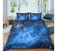 P5V6M1Q9 Housse de Couette Microfibre Douce Galaxy Starry Sky 3D Printed Cosmic Nebula Parure avec 2 Taies d’Oreiller pour Cadeau Anniversaire Noël Single（135x200cm）