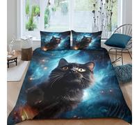 P5V6M1Q9 Microfiber Galaxy Starry Sky Duvet Cover 3D Printed Bedding Set with 2 Pillowcases for Bedroom, Rental, and Gift Use Single（135x200cm）