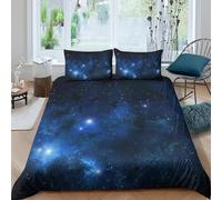 P5V6M1Q9 Parure de lit Microfibre Douce Galaxy Starry Sky Housse de Couette Cosmic Nebula 3D Printed avec 2 taies d’Oreiller pour Cadeau Anniversaire Noël Single（135x200cm）