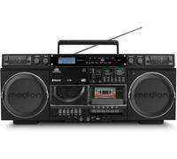 P66538 Enregistreur à cassettes (Ghettoblaster rétro avec lecteur CD, années 80, grand, USB, SD, CD, cassettes MC, radio DAB+ antenne télescopique, Bluetooth, platine cassette, fonction enregis