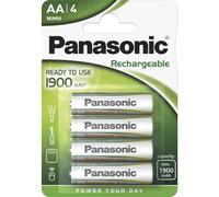 [P6E/4B] Panasonic Blister de 4 Piles Rechargeable NiMH Mignon AA 1900 mAh Re...