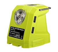 P743 Adaptateur de Batterie USB Lampe de Camping, Hipoke Adaptateur de Source d'alimentation 420LM LED Chargeur de téléphone Double USB avec Crochet Compatible avec Ryobi 18V One+ Batterie Li-ION