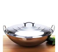 P9IDEDFH Acier inoxydable non magnétique Chef Cuisine commerciale Grandes oreilles Fond rond Explosion Cantine Rurale Chaudron Rural Faitout (Couleur : A, Taille : 40 cm) (A 60 cm)