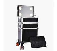 P9IDEDFH Chariot de maquillage 4 en 1 à roulettes amovibles avec lumière LED 10 niveaux de gradation pour maquillage professionnel, noir, 36 x 25 x 74 cm, Noir , 36x25x64cm