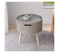 P9IDEDFH Table d'appoint en bois, petite table d'appoint, table basse, table de chevet ronde, table d'appoint avec plateau amovible pour le salon, table basse de 38 x 40 cm (couleur : gris)
