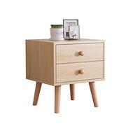 P9IDEDFH Table de chevet en bois massif pour chambre à coucher, petit appartement, casier, double tiroir