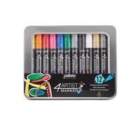 Pã©Bã©O - Coffret Mã©Tal Marqueurs Peinture Ã L'huile - 4artist Marker - 12 Marqueurs Pointe 4mm - Multicolore