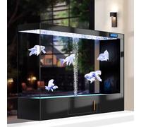 PA-DABAOO Aquarium LED 76Gal, Oxygénation Cachée, Grand Aquarium en Verre De Luxe, Écran Tactile, Grand Bocal en Verre, Drainage À Une Touche avec Espace De Rangement,E