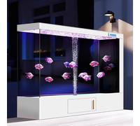 PA-DABAOO Aquarium LED 76Gal, Oxygénation Cachée, Grand Aquarium en Verre De Luxe, Écran Tactile, Grand Bocal en Verre, Drainage À Une Touche avec Espace De Rangement,C