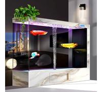 PA-DABAOO Aquarium LED 76Gal, Oxygénation Cachée, Grand Aquarium en Verre De Luxe, Écran Tactile, Grand Bocal en Verre, Drainage À Une Touche avec Espace De Rangement,B