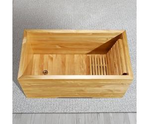 PA-DABAOO Baignoire De Trempage 3 Tailles, Baignoire Carrée Non Peinte Avec Tabouret Intérieur Et Valve De Vidange, Sauna De Style Japonais, Baril De Bain Adulte En Bois De Pin,140cm
