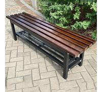 PA-DABAOO Banc De Jardin D'extérieur pour 2 À 3 Personnes, Bancs De Dressing De Salle De Bain avec Support De Rangement, Cadre en Métal Robuste,100cm Brown b